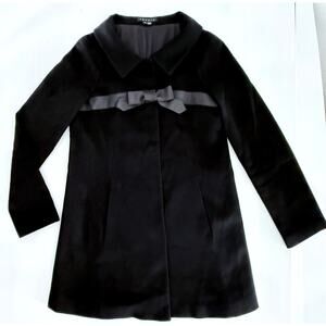 THEORY Sz Med Soft Wool Angora Blend A-line Coat Ribbon Bow Accent Slim Fit